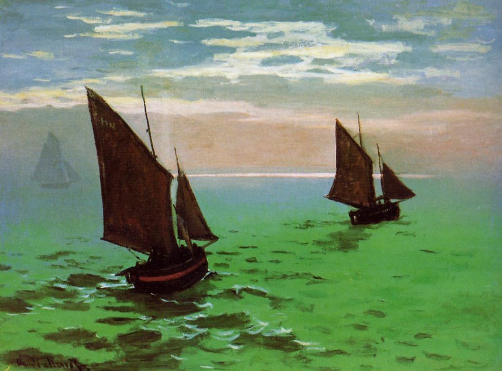 Fishing Boats at Sea by Oscar-Claude Monet