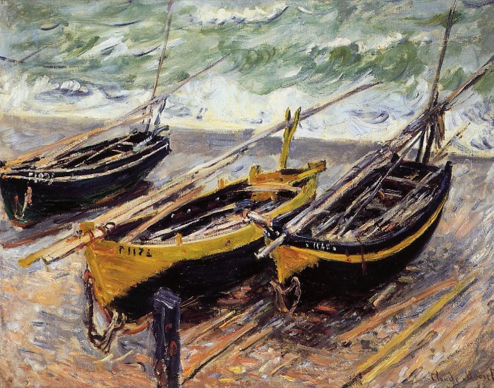 Three Fishing Boats by Oscar-Claude Monet