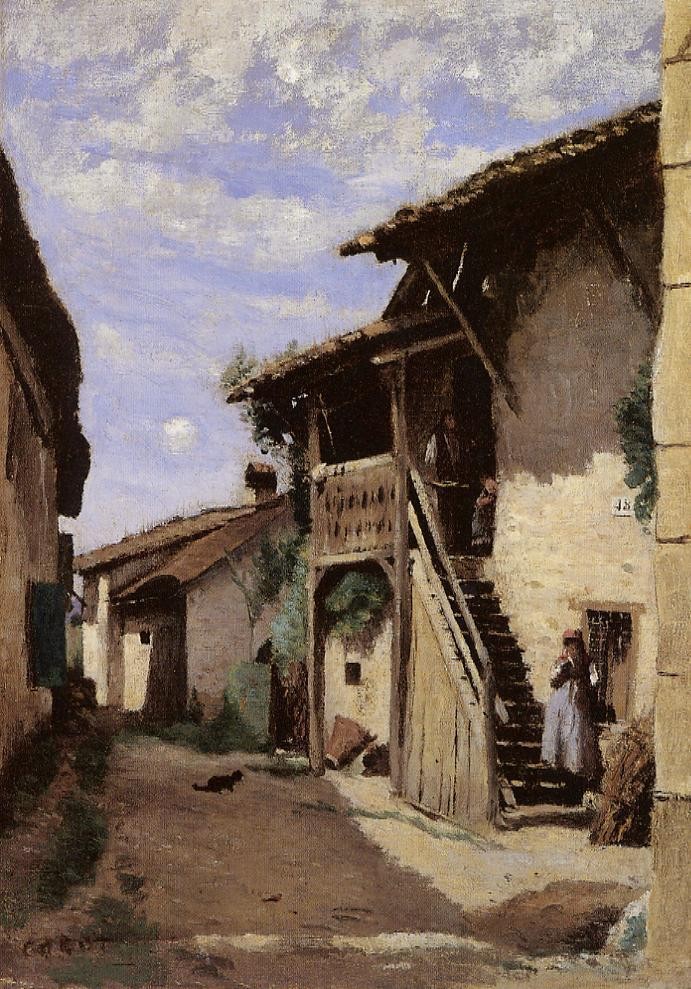 A Village Steet Dardagny by Jean-Baptiste-Camille Corot