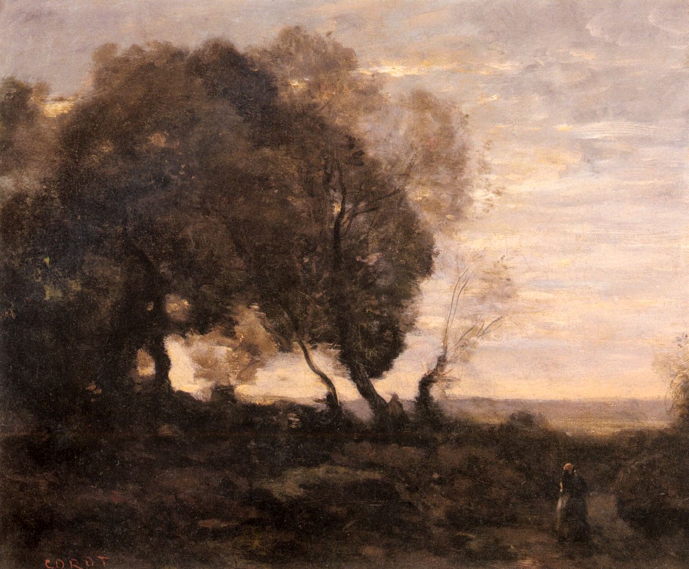 Arbres Tordus Sur Une Crete by Jean-Baptiste-Camille Corot