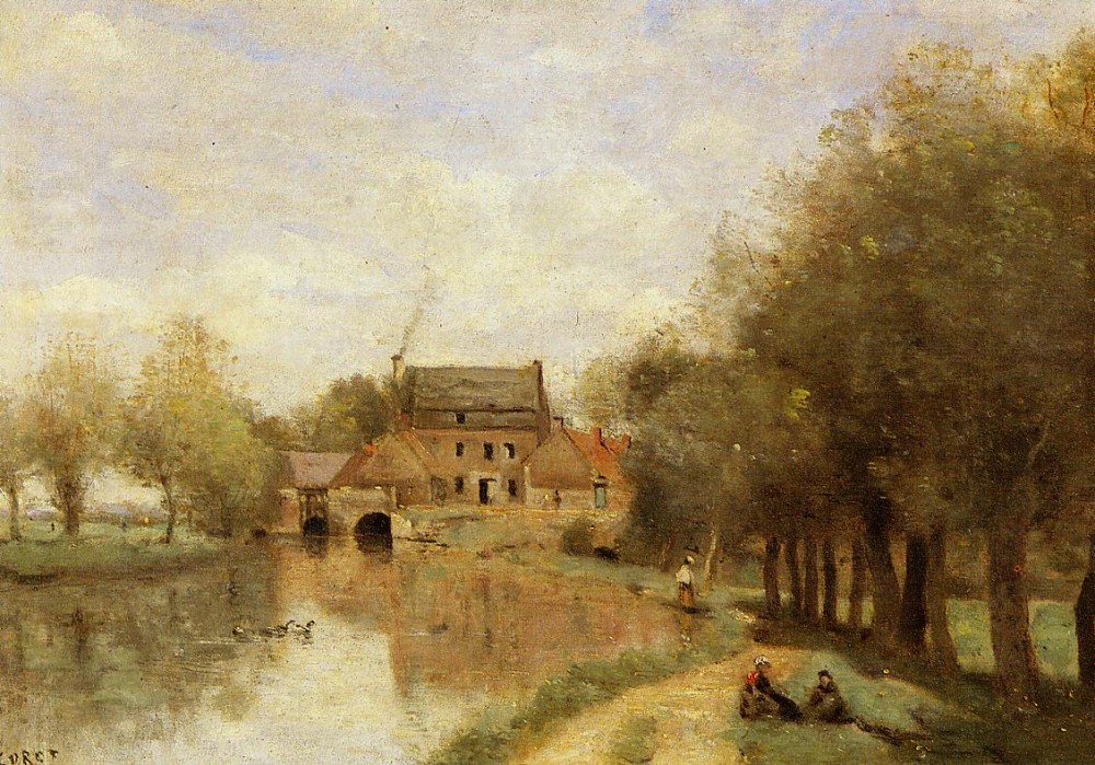 Arleux du Nord the Drocourt Mill on the Sensee by Jean-Baptiste-Camille Corot