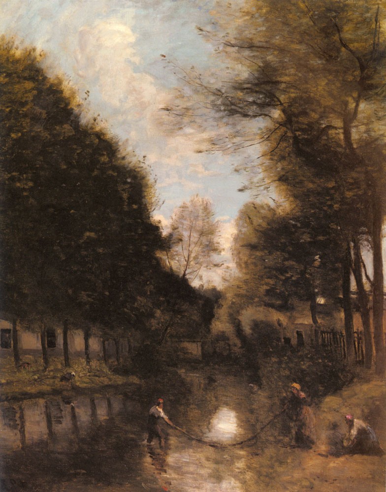Gisors Riviere Bordee D arbres by Jean-Baptiste-Camille Corot