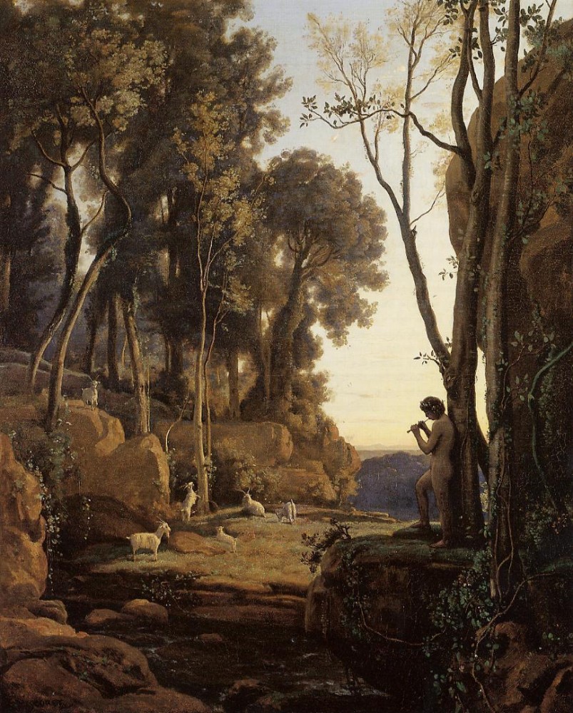 Landscape Setting Sun aka The Little Shepherd by Jean-Baptiste-Camille Corot