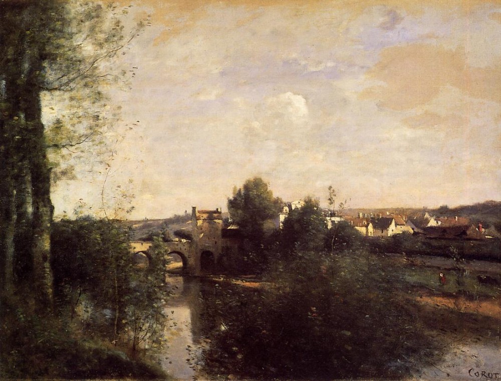 Old Bridge at Limay on the Seine by Jean-Baptiste-Camille Corot