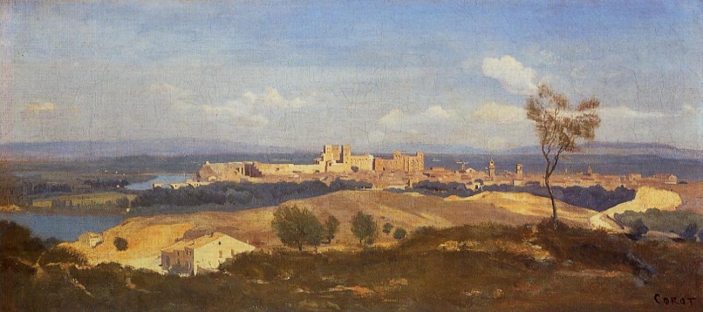 Avignon Seen from Villenueve les Avignon by Jean-Baptiste-Camille Corot