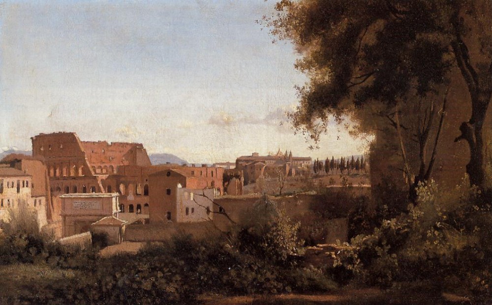 Rome View from the Farnese Gardens Noon aka Study of the Coliseum by Jean-Baptiste-Camille Corot