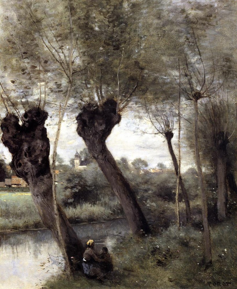 Saint Nicholas les Arras Willows on the Banks of the Scarpe by Jean-Baptiste-Camille Corot
