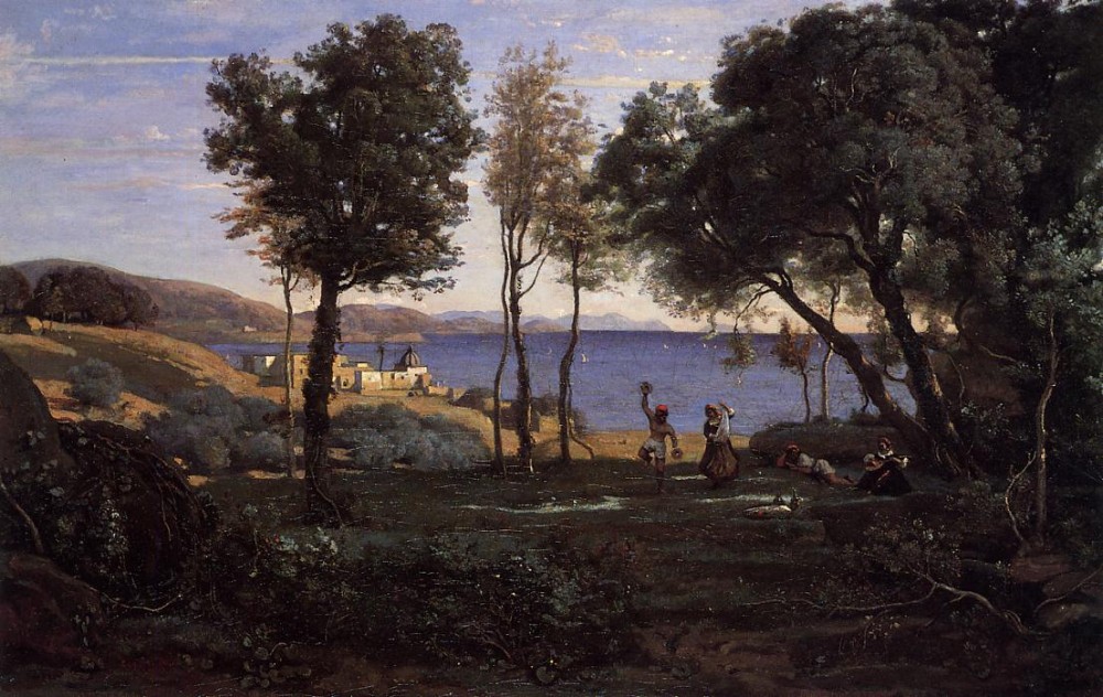 View near Naples by Jean-Baptiste-Camille Corot