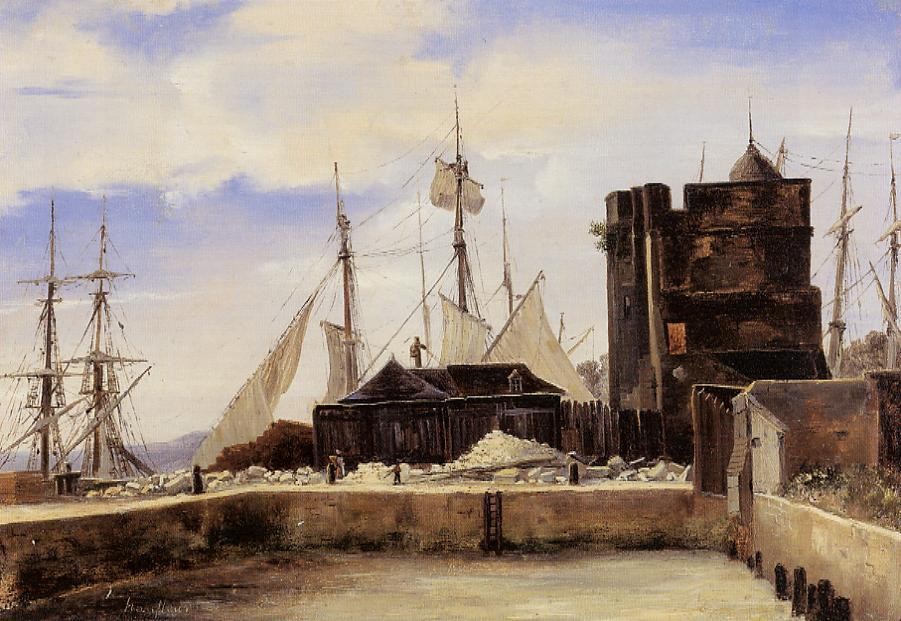 Honfleur The Old Wharf by Jean-Baptiste-Camille Corot