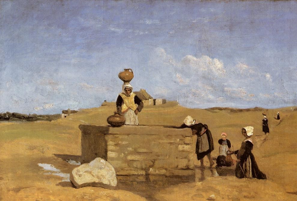 Breton Women at the Fountain by Jean-Baptiste-Camille Corot