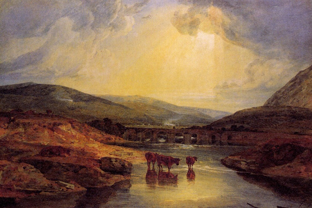 Abergavenny Bridge Monmountshire Clearing Up After a Showery Day by Joseph Mallord William Turner