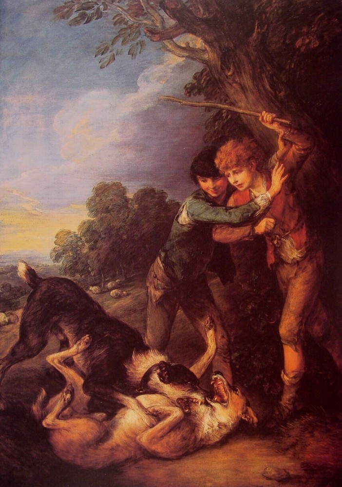 Shepherd Boys With Dogs Fighting by Thomas Gainsborough