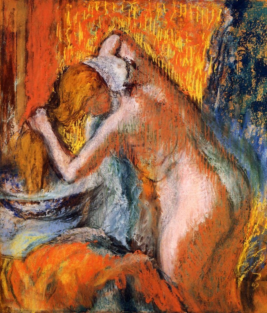 After the Bath, Woman Drying Her Hair by Edgar Degas