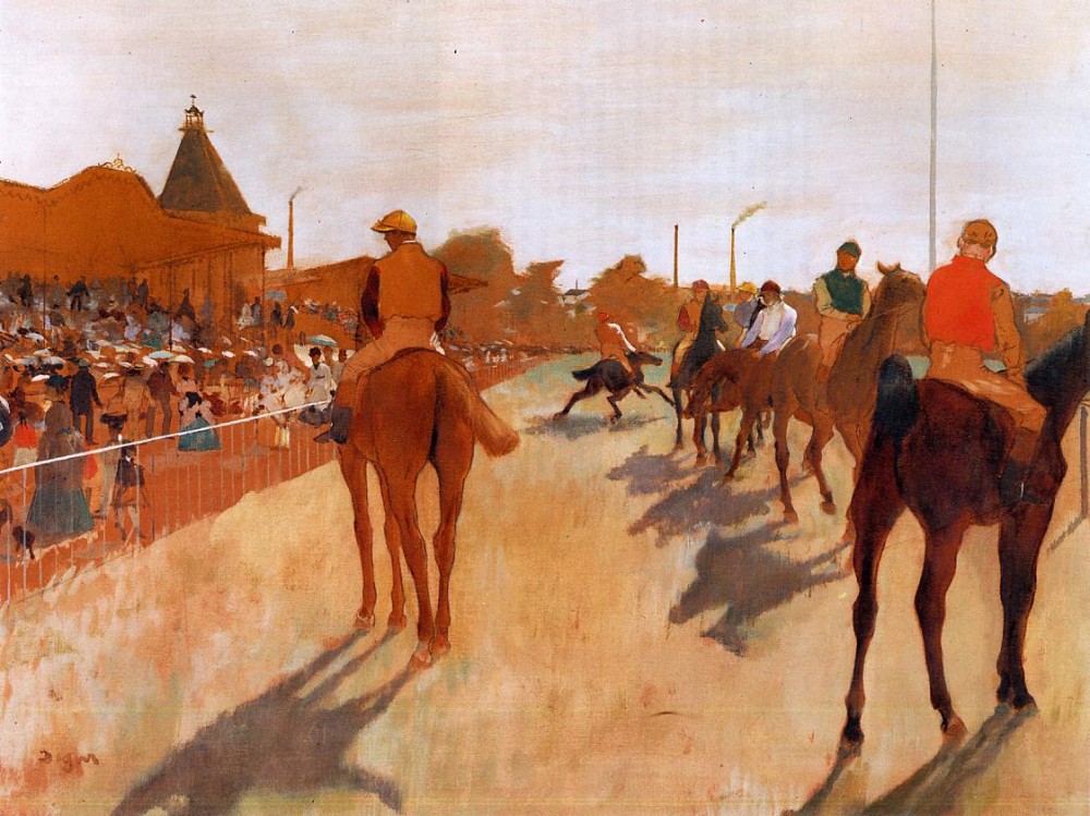 Racehorses at Longchamp 3 by Edgar Degas