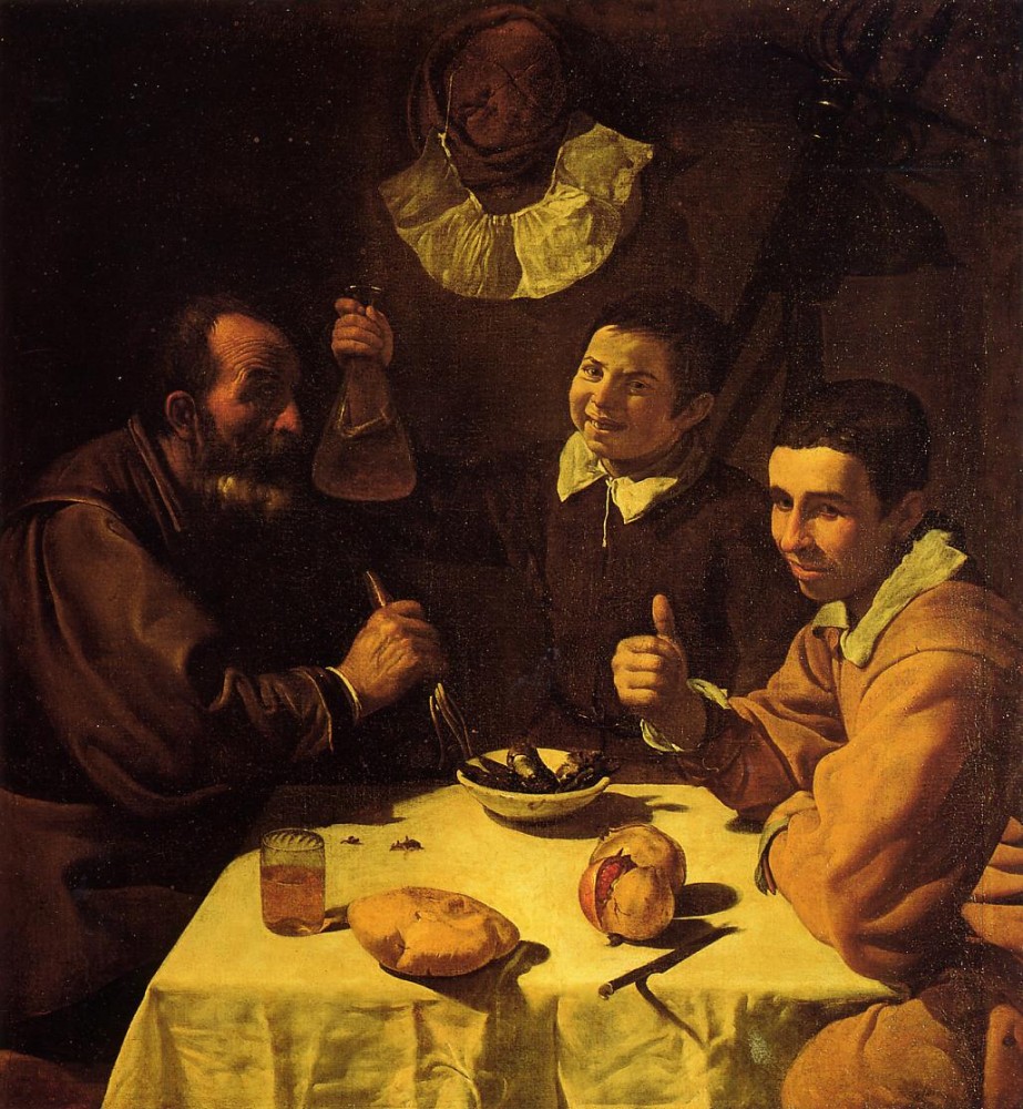 Diego Three Men at a Table aka Luncheon by Diego Rodríguez de Silva y Velázquez