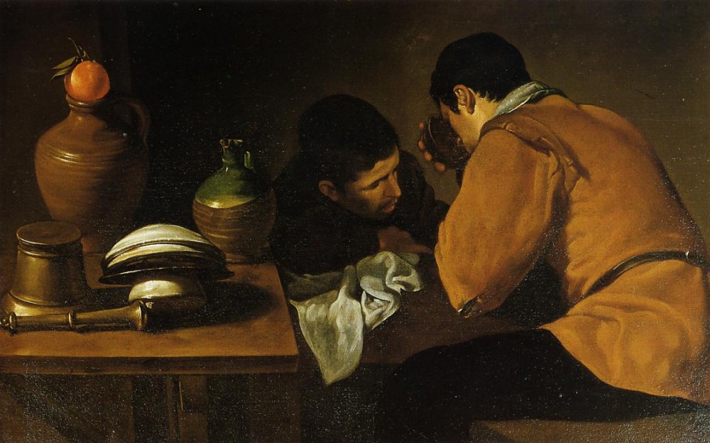 Diego Two Young Men at a Table by Diego Rodríguez de Silva y Velázquez