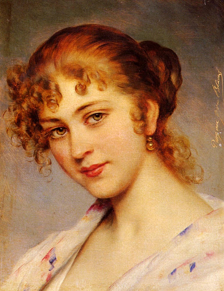 A Portrait Of A Young Lady by Eugene de Blaas