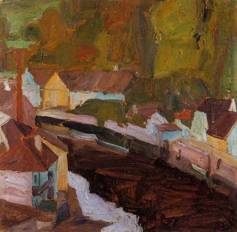 Village by the River II by Egon Schiele