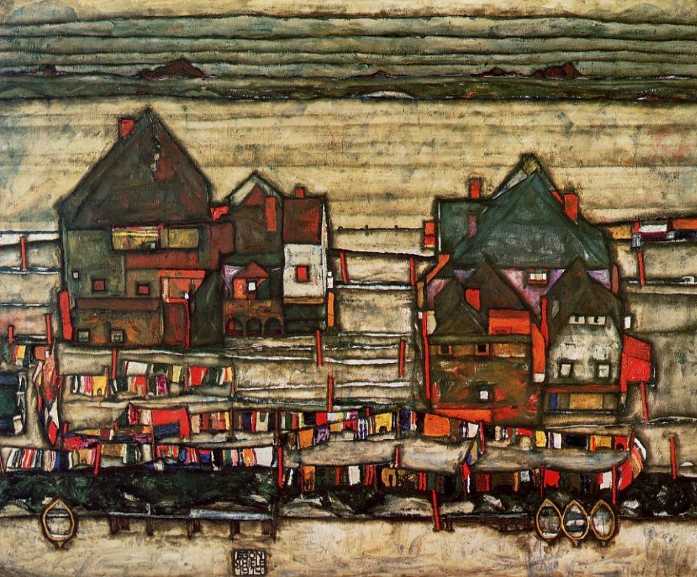Houses With Laundry by Egon Schiele