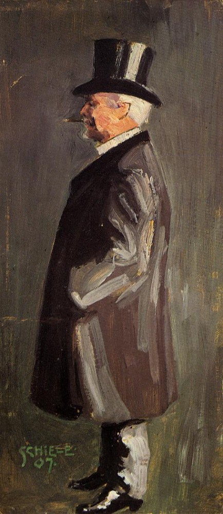Portrait Of Leopold Czihaczek, In Profile Facing Left by Egon Schiele