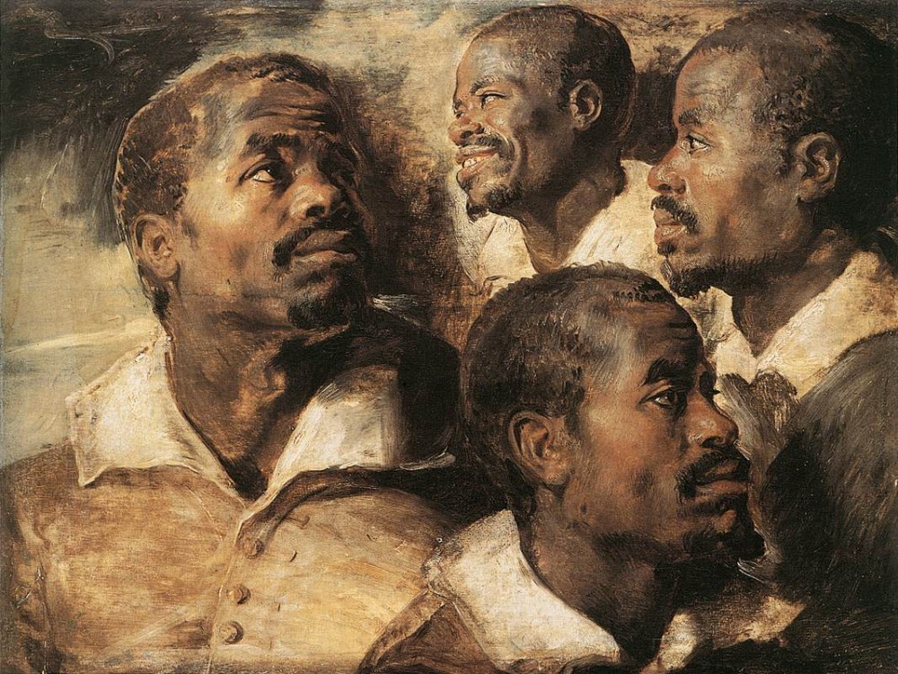 Four Studies of the Head of a Negro by Sir Peter Paul Rubens