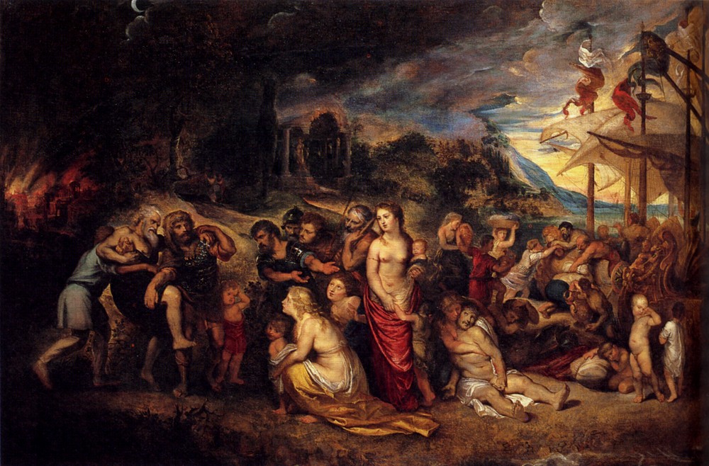 Aeneas And His Family Departing From Troy by Sir Peter Paul Rubens