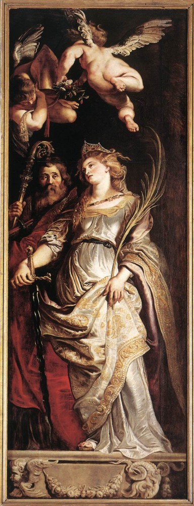 Raising of the Cross Sts Eligius and Catherine by Sir Peter Paul Rubens