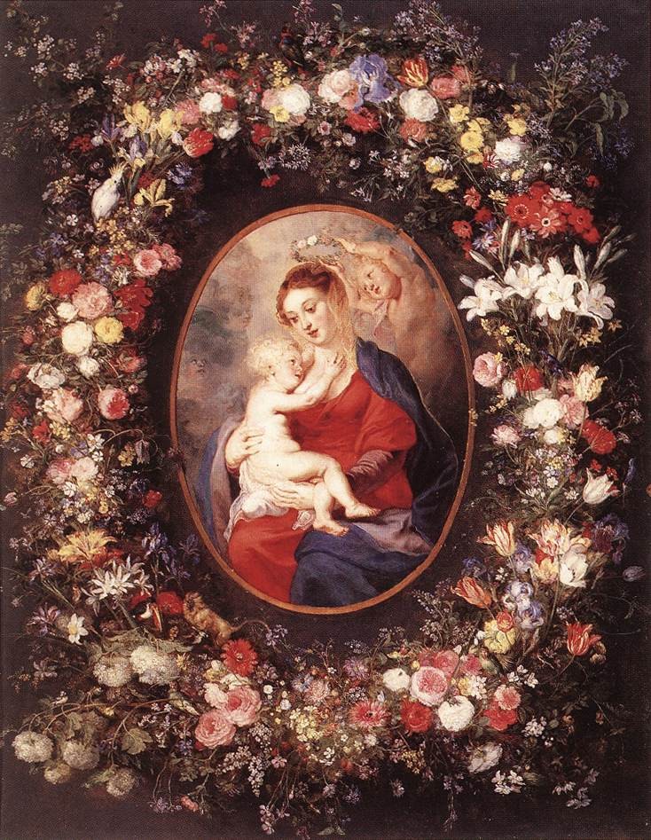 The Virgin and Child in a Garland of Flower by Sir Peter Paul Rubens