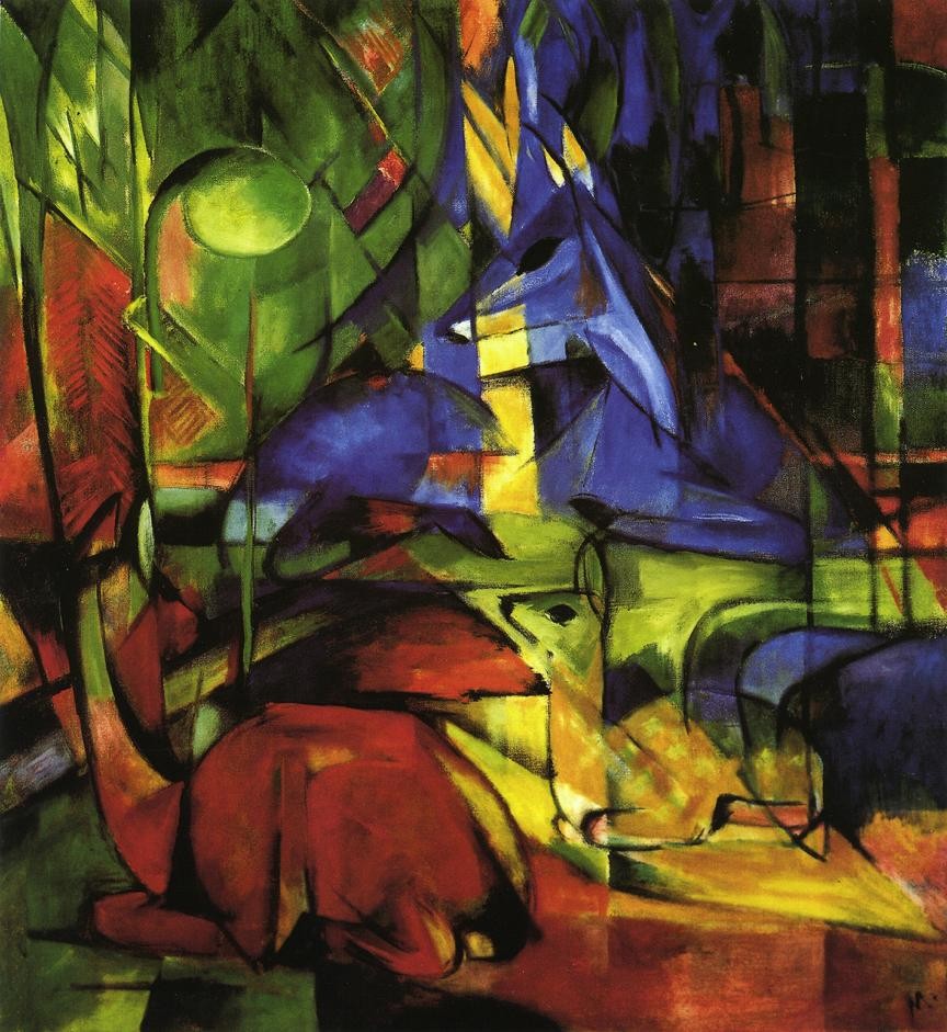 Deer In The Forest Iii by Franz Marc
