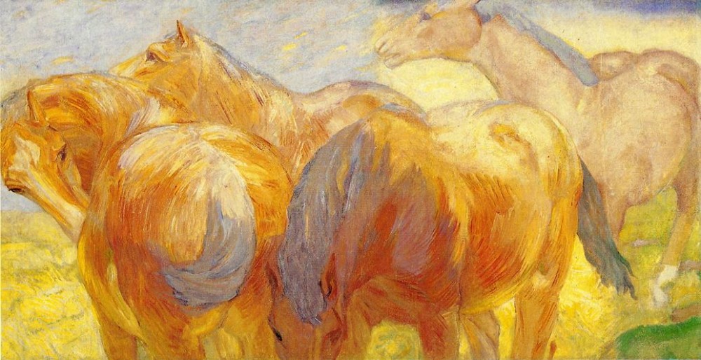 Large Lenggries Horse Painting by Franz Marc