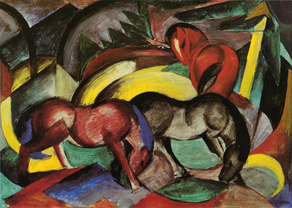 Three Horses Ii by Franz Marc
