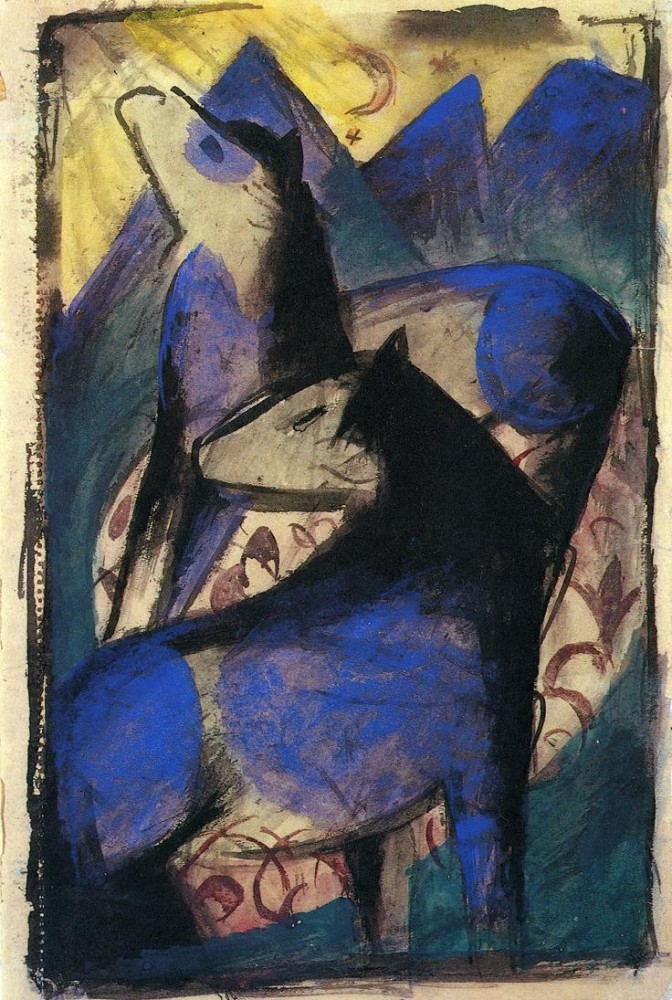 Two Blue Horses by Franz Marc