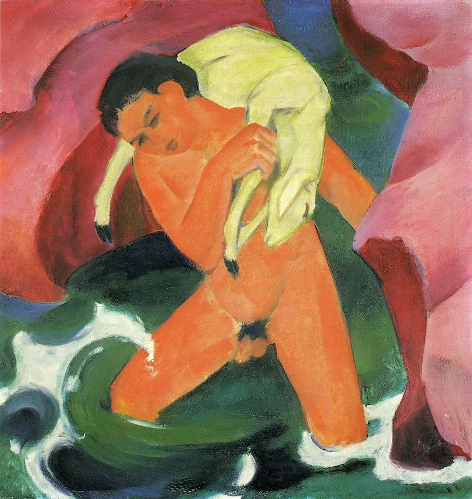 Young Boy With A Lamb by Franz Marc
