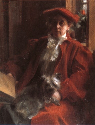 Emma Zorn And Mouche The Dog by Anders Leonard Zorn