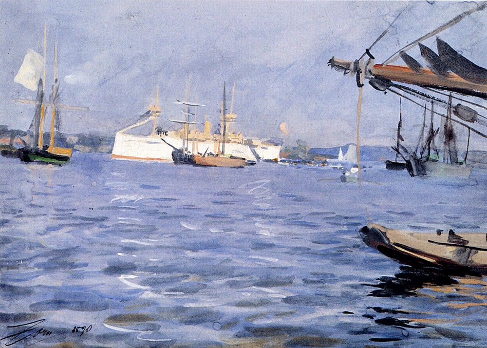 The Battleship Baltimore In Stockholm Harbor by Anders Leonard Zorn