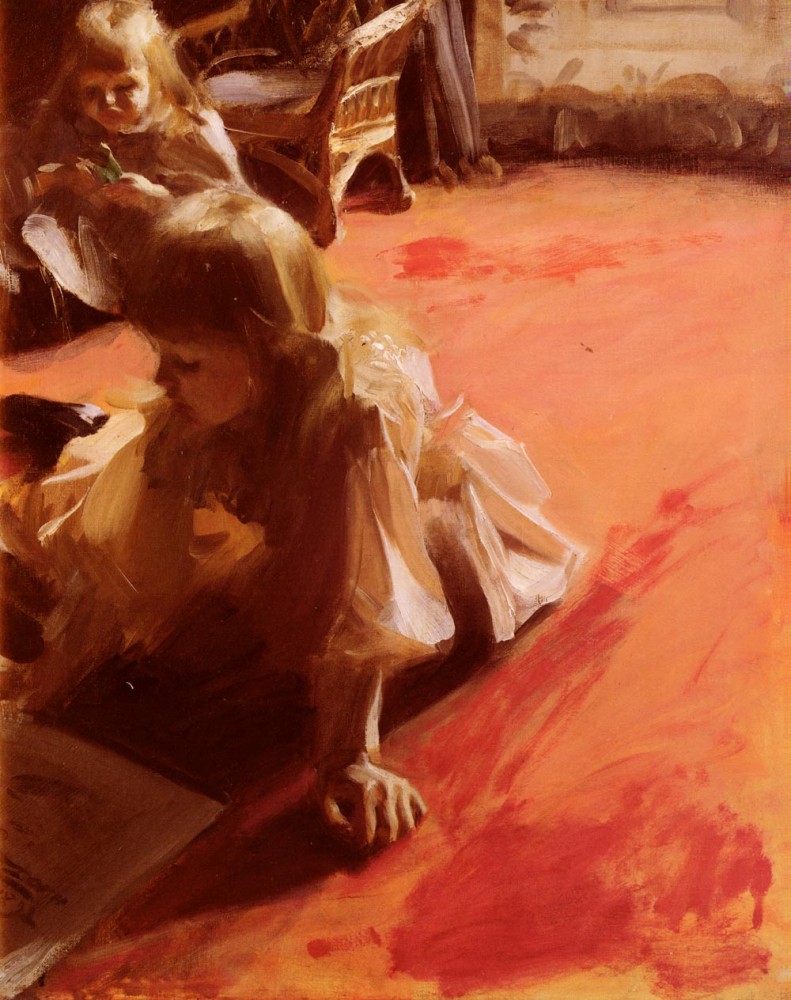 A Portrait Of The Daughters Of Ramon Subercasseaux by Anders Leonard Zorn