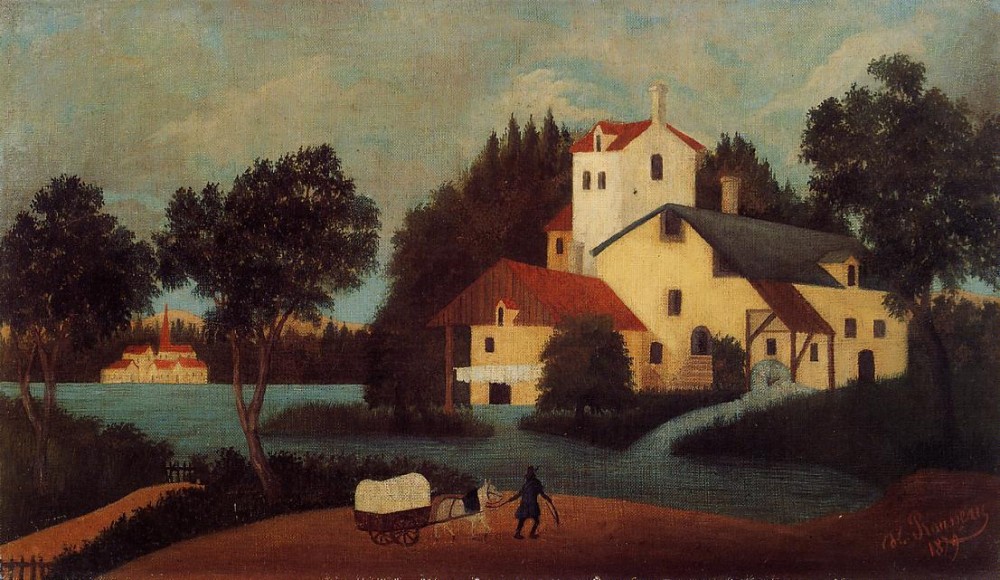 Wagon In Front Of The Mill by Henri Julien Félix Rousseau