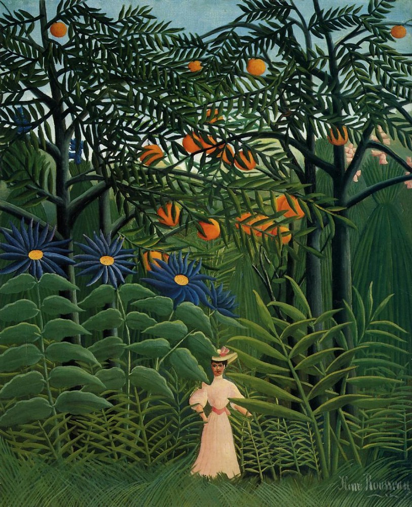 Woman Walking In An Exotic Forest by Henri Julien Félix Rousseau