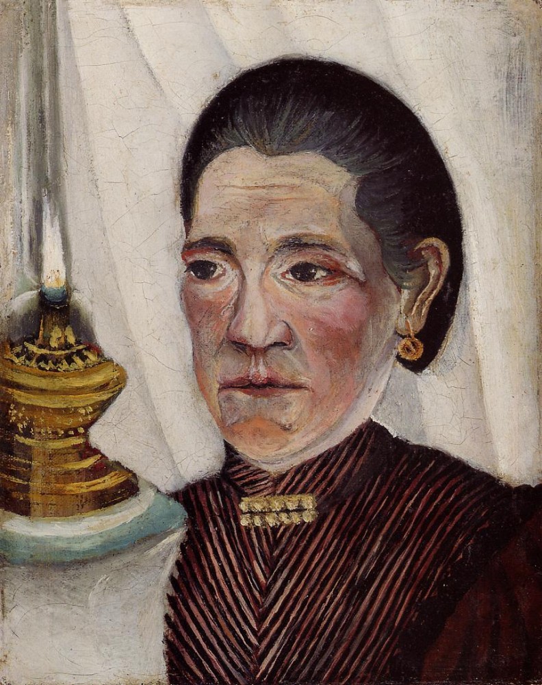 Portrait Of The Artists Second Wife With A Lamp by Henri Julien Félix Rousseau