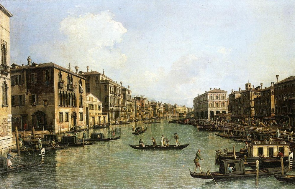 Grand Canal From The Campo Santa Sofia Towards The Rialto Bridge by Giovanni Antonio Canal