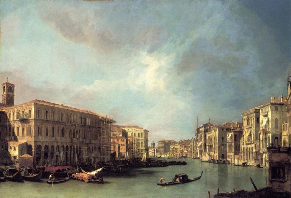 Grand Canal Looking North From Near The Rialto Bridge by Giovanni Antonio Canal