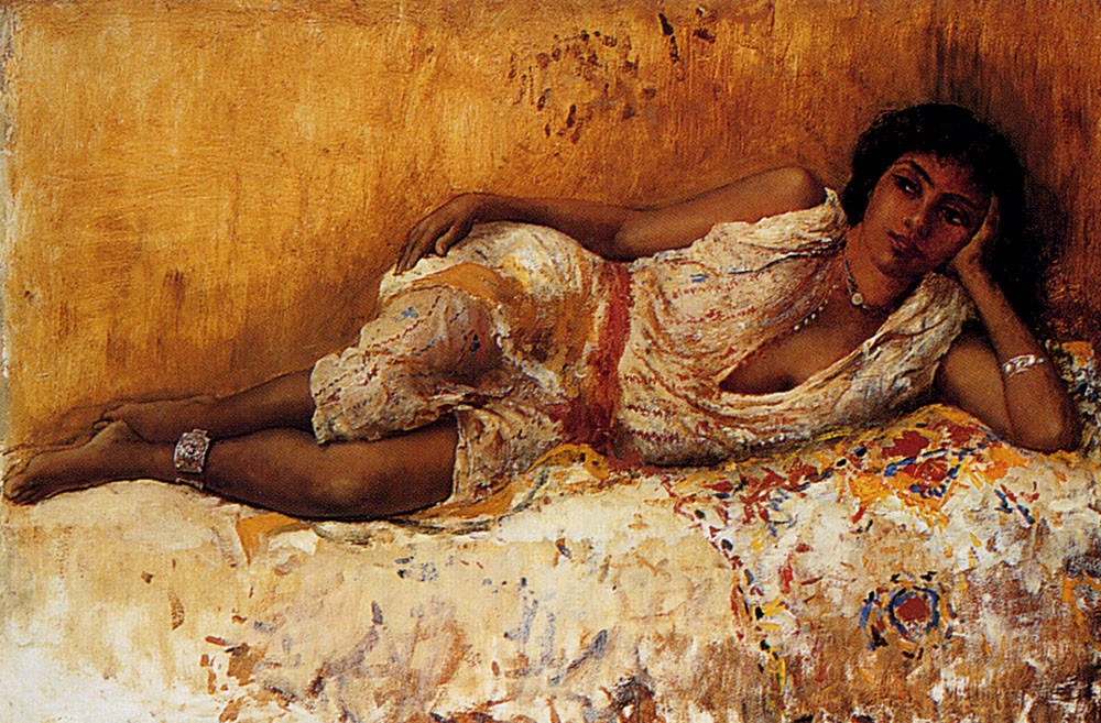 Lord Moorish Girl Lying On A Couch by Edwin Lord Weeks