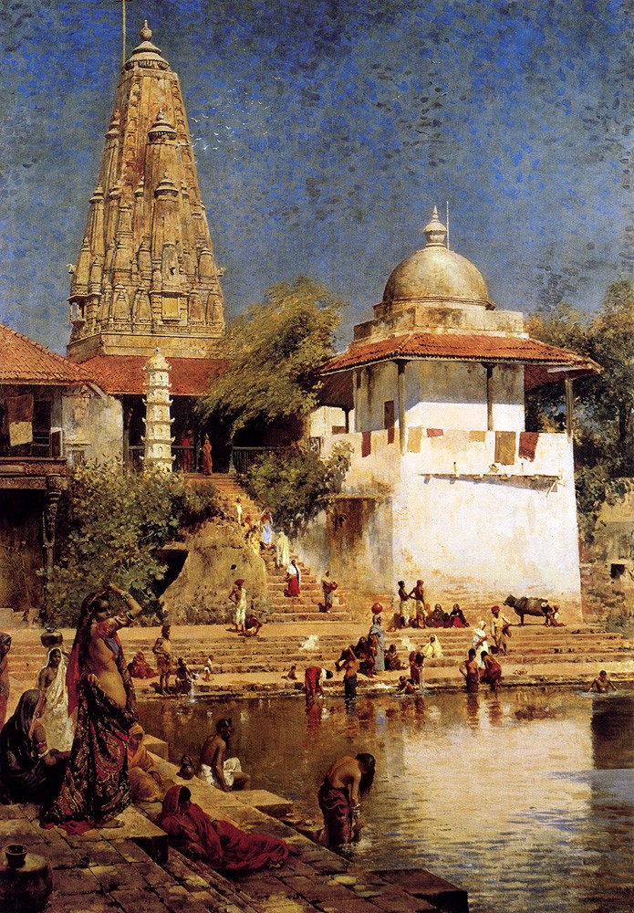 The Temple And Tank Of Walkeshwar At Bombay by Edwin Lord Weeks