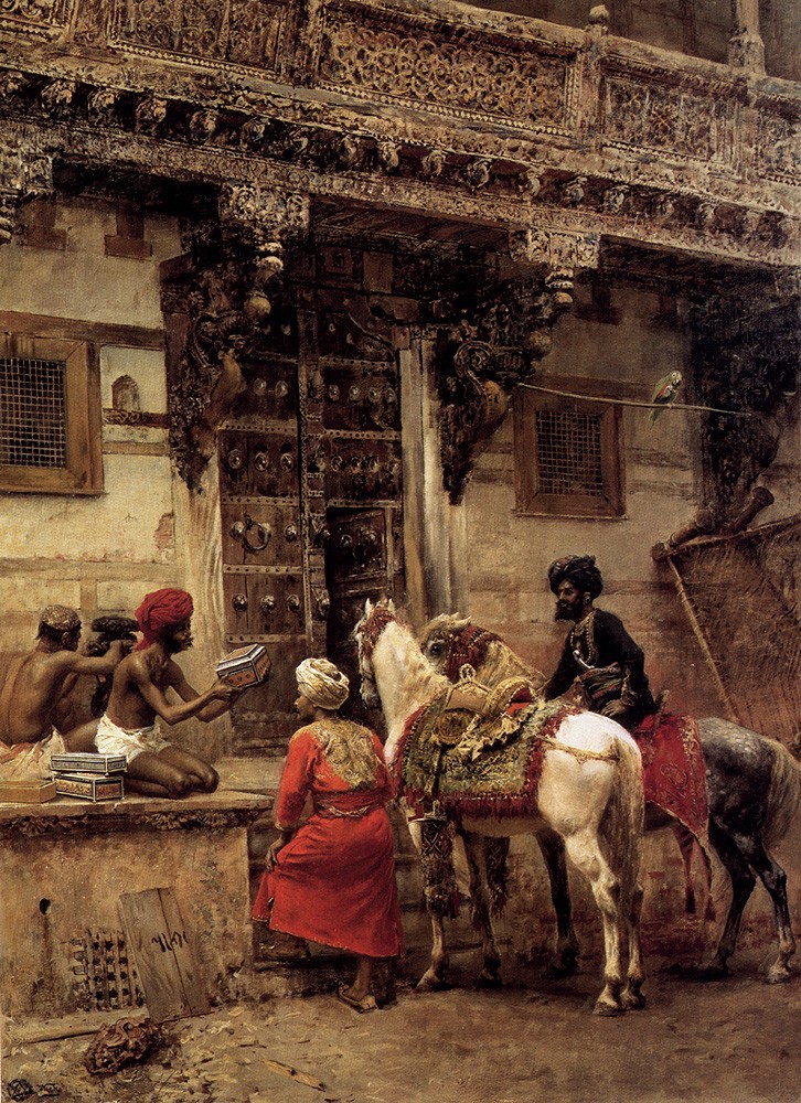 Craftsman Selling Cases By A Teak Wood Building Ahmedabad by Edwin Lord Weeks