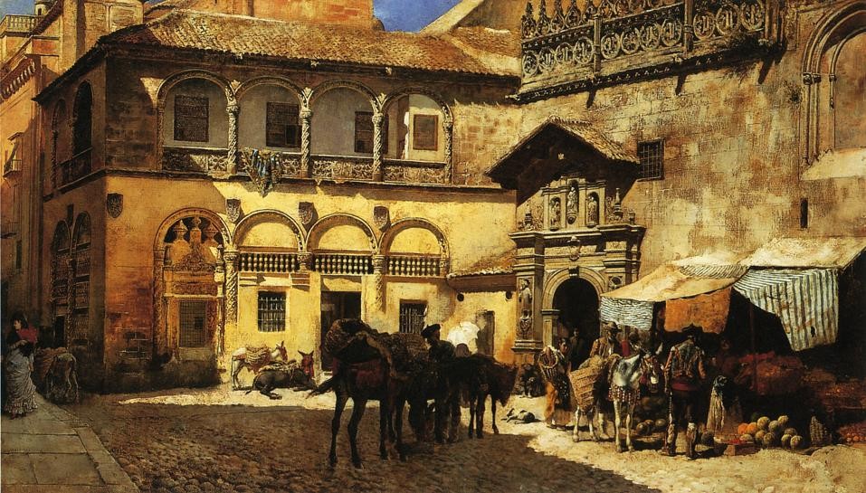 Market Square in Front of the Sacristy and Doorway of the Cathedral Granada by Edwin Lord Weeks