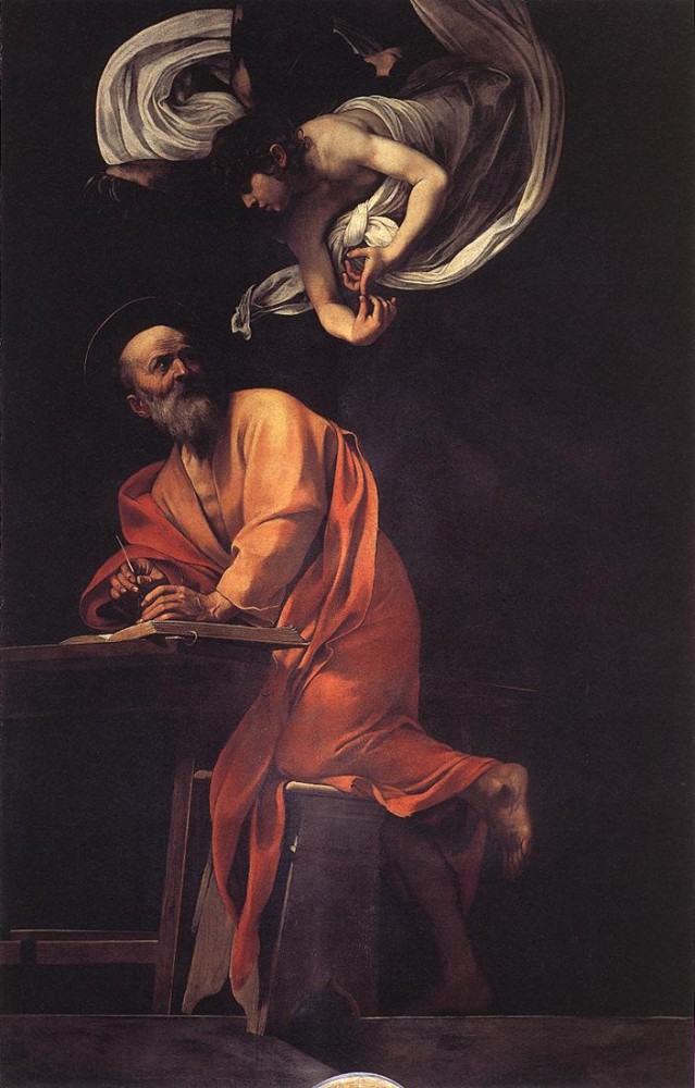 The Inspiration of Saint Matthew by Michelangelo Merisi da Caravaggio