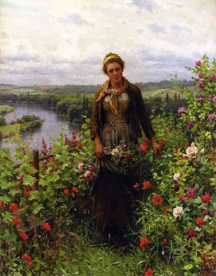 A Maid in Her Garden by Daniel Ridgway Knight
