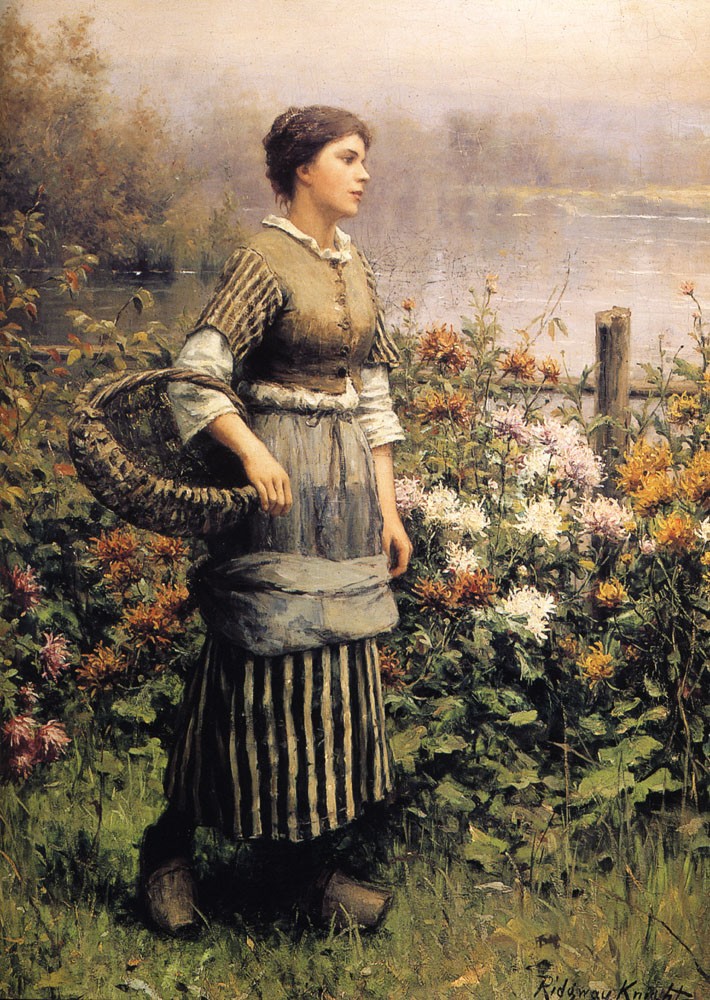 Maid Among the Flowers by Daniel Ridgway Knight