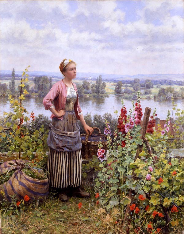 Maria on the Terrace with a Bundle of Grass by Daniel Ridgway Knight