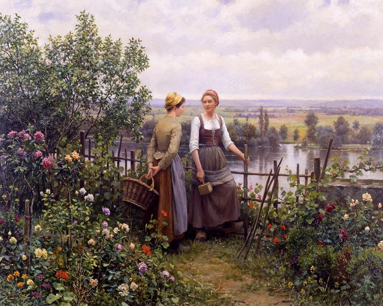 Maria and Madeleine on the Terrace by Daniel Ridgway Knight